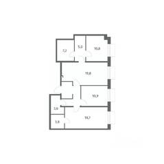 ЖК «Парусная 1», планировка 3-комнатной квартиры, 88.50 м²