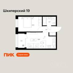 ЖК «Шкиперский 19», планировка 1-комнатной квартиры, 34.70 м²