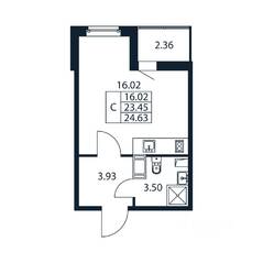 ЖК «Полис ЛАВрики», планировка студии, 24.08 м²