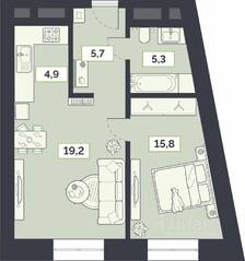 ЖК «Лайм», планировка 1-комнатной квартиры, 50.80 м²