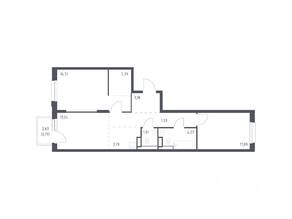 ЖК «Новые Лаврики», планировка 2-комнатной квартиры, 60.80 м²