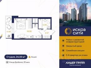 ЖК «Искра Сити», планировка студии, 24.53 м²