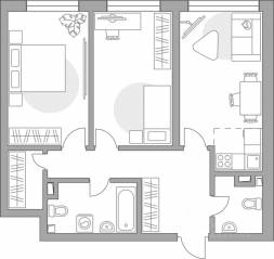 ЖК «Тринити-3», планировка 3-комнатной квартиры, 70.63 м²