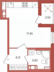 ЖК «Патио», планировка студии, 26.70 м²