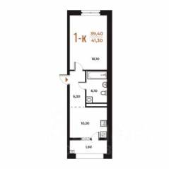 ЖК «Новое Летово», планировка 1-комнатной квартиры, 41.30 м²
