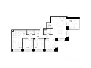 ЖК «Nova», планировка 3-комнатной квартиры, 106.77 м²