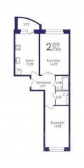ЖК «Мой город», планировка 2-комнатной квартиры, 57.60 м²