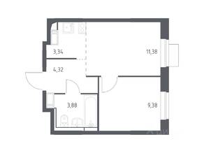 ЖК «Пятницкие Луга», планировка 1-комнатной квартиры, 32.30 м²
