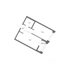 ЖК «NEWПИТЕР», планировка 1-комнатной квартиры, 42.09 м²