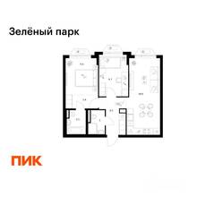 ЖК «Зеленый парк», планировка 2-комнатной квартиры, 55.60 м²