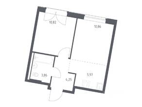 ЖК «Квартал Западный», планировка 1-комнатной квартиры, 35.76 м²