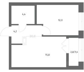 ЖК «NEWПИТЕР», планировка 1-комнатной квартиры, 37.77 м²