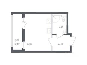 ЖК «Южная Нева», планировка студии, 25.20 м²