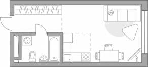 ЖК «Тринити-3», планировка студии, 28.78 м²