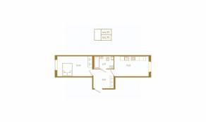 МЖК «Новая история», планировка 1-комнатной квартиры, 44.71 м²