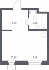 МФК «Люберцы 2023», планировка студии, 28.30 м²