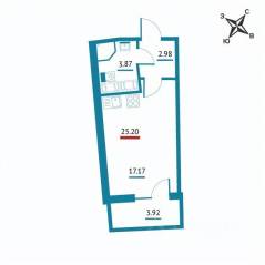 ЖК «Левитан», планировка студии, 25.20 м²