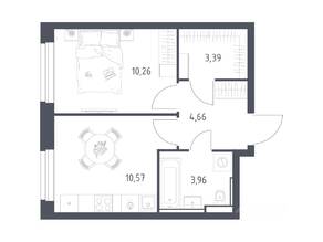 ЖК «Квартал Строгино», планировка 1-комнатной квартиры, 32.84 м²