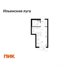 ЖК «Ильинские луга», планировка студии, 24.53 м²