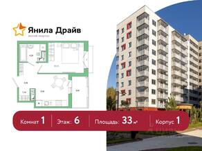 ЖК «Янила», планировка 1-комнатной квартиры, 33.00 м²