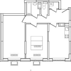 ЖК «Видный берег 2», планировка 2-комнатной квартиры, 62.00 м²