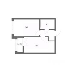 ЖК «NEWПИТЕР», планировка 1-комнатной квартиры, 40.00 м²