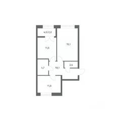 ЖК «NEWПИТЕР», планировка 2-комнатной квартиры, 60.94 м²