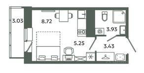 ЖК «Загляденье», планировка студии, 21.33 м²