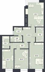 ЖК «Лайм», планировка 3-комнатной квартиры, 116.80 м²