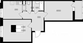 ЖК «Красная горка», планировка 2-комнатной квартиры, 52.50 м²