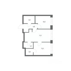 ЖК «NEWПИТЕР», планировка 2-комнатной квартиры, 54.41 м²