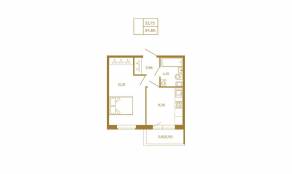 МЖК «Новая история», планировка 1-комнатной квартиры, 34.66 м²