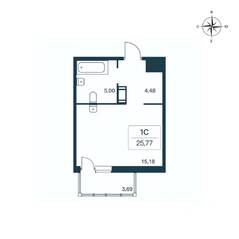 ЖК «Расцветай в Янино», планировка студии, 25.80 м²