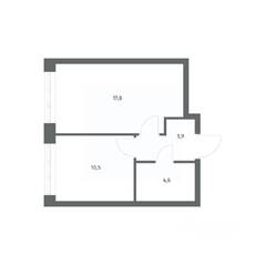 ЖК «NEWПИТЕР», планировка 1-комнатной квартиры, 36.91 м²
