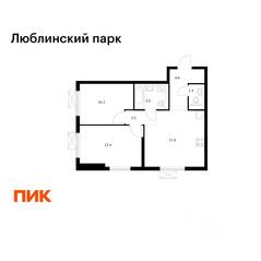 ЖК «Люблинский парк», планировка 2-комнатной квартиры, 50.20 м²