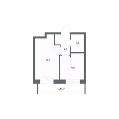 ЖК «NEWПИТЕР», планировка 1-комнатной квартиры, 35.62 м²
