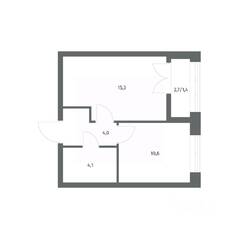 ЖК «NEWПИТЕР», планировка 1-комнатной квартиры, 35.35 м²
