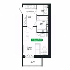 ЖК «Sertolovo Park», планировка студии, 27.94 м²
