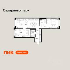 ЖК «Саларьево парк», планировка 2-комнатной квартиры, 73.60 м²