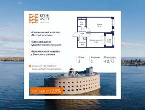 МЖК «Кронфорт. Центральный», планировка 1-комнатной квартиры, 40.75 м²
