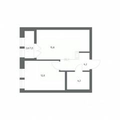 ЖК «NEWПИТЕР», планировка 1-комнатной квартиры, 37.89 м²