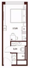 МФК «SAAN», планировка студии, 21.39 м²