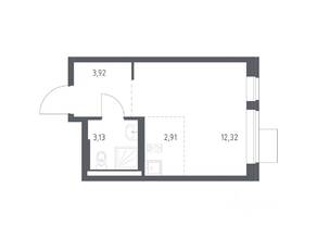 ЖК «Подольские Кварталы», планировка студии, 22.28 м²