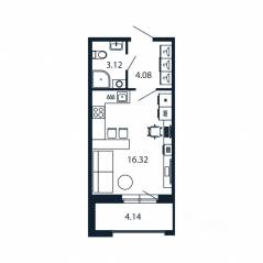 ЖК «Полис Новоселье», планировка студии, 25.59 м²