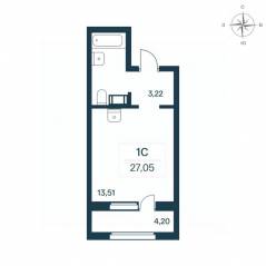 ЖК «Расцветай в Янино», планировка студии, 26.50 м²