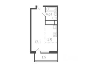 Квартал «Новые Котельники», планировка студии, 27.70 м²