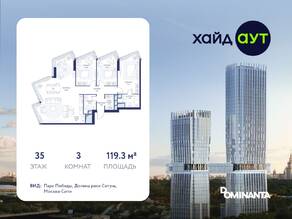 ЖК «hideOUT», планировка 3-комнатной квартиры, 119.30 м²