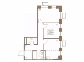 ЖК «Фабрикант», планировка 3-комнатной квартиры, 56.20 м²