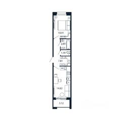 ЖК «Полис Новоселье», планировка 1-комнатной квартиры, 37.20 м²