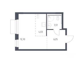 ЖК «Новое Внуково», планировка студии, 25.90 м²
